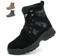 COOU Steel Toe Cap Boots Mens Womens Waterproof Safety Boots Lightweight Comfortable Safety Trainers Non Slip Work Boots Black