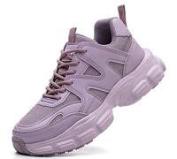 COOU Steel Toe Cap Trainers Safety Shoes for Women Non Slip Puncture Proof Lightweight Work Boots Purple