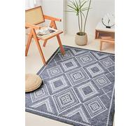 COOVA 4x6 Washable Rug Vintage Rug Traditional Style Thin Mat Retro Kitchen Indoor Distressed Non-Slip Carpet Floral Print Mat Suitable for Living Room, Bedroom, Dining Room,Rhombus Dark Grey