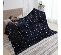 COOVA Oversized King Fleece Blanket 120x120 inches, Soft Cozy Warm Giant Extra Large 10'x10' Blanket for Bed, Sofa, Couch,Travel, Camping, California Huge Flannel Big Throw Blanket, Blue/White Dots