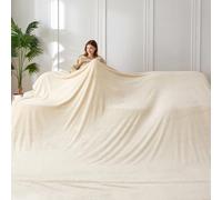 COOVA Oversized King Fleece Blanket 120x138 inches, Soft Cozy Warm Giant Extra Large 10'x11.5' Blanket for Bed, Sofa, Couch,Travel, Camping, California Huge Flannel Big Throw Blanket, Beige