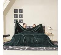 COOVA Oversized King Fleece Blanket 120x138 inches, Soft Cozy Warm Giant Extra Large 10'x11.5' Blanket for Bed, Sofa, Couch,Travel, Camping, California Huge Flannel Big Throw Blanket, Forest Green