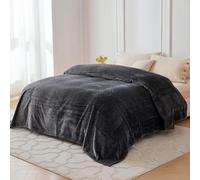 COOVA Seamless Big Blanket 120x120 Inch Oversized King 3D Jacquard Check Huge Fleece Blanket - Cozy Extra Large for Bed, King Size for Family Use, Giant 10x10ft for Couch,Dark Grey