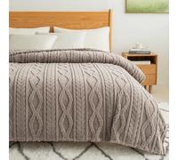 COOVA Taupe Fleece Queen Blanket for Bed - Super Soft Cozy Plush Fuzzy Blanket for Sofa,Premium Sherpa Warm Large Throw for Women,Couch,Chair,90x90 Inches