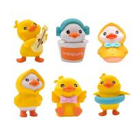 CooVs 6Pcs Yellow Duck Dolls,Little Yellow Duck Micro Landscape Ornaments,Mini Resin Ducks Figures,Miniature Ducks Figures Cute Duck Ornaments,for Landscape Dollhouse Aquarium Party Car Decoration