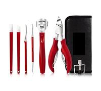 COOVS Pedicure Set Toe Nail Clippers Ingrown Toenails Nippers Cutters Dead Skin Dirt Remover Stainless Steel Manicure Cutters Tools (Color : 7pcs red)