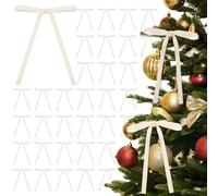 Coowayze Velvet Bows for Christmas Tree, Cream Bow Ornaments for Christmas Tree Decoration, 30 PCS Small Ivory Velvet Ribbon Bows for Wreaths, Garland, Wrapping, Crafts - 3/8'' Wide, 5 × 7 inch