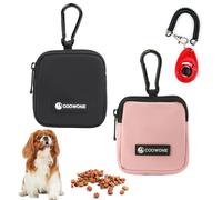 COOWONE Dog Treat Pouch 2 Pcs with Training Clicker, Waterproof Small Dog Treat Bag for Lead, Hands Free Dog Walking Bag with Carabiner, Dog Poop Bag Holder for Pet Puppy Travel or Outdoor Use