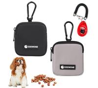 COOWONE Dog Treat Pouch 2 Pcs with Training Clicker, Waterproof Small Dog Treat Bag for Lead, Hands Free Dog Walking Bag with Carabiner, Dog Poop Bag Holder for Pet Puppy Travel or Outdoor Use