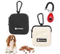 COOWONE Dog Treat Pouch 2 Pcs with Training Clicker, Waterproof Small Dog Treat Bag for Lead, Hands Free Dog Walking Bag with Carabiner, Dog Poop Bag Holder for Pet Puppy Travel or Outdoor Use