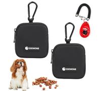 COOWONE Dog Treat Pouch 2 Pcs with Training Clicker, Waterproof Small Dog Treat Bag for Lead, Hands Free Dog Walking Bag with Carabiner, Dog Poop Bag Holder for Pet Puppy Travel or Outdoor Use
