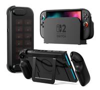 COOWPS P2 Dockable Split Protective Case for Nintendo Switch 2, with Non-Slip Ergonomic Grip, Magnetic Design & Stable Kickstand, Full Protection Hard Travel Front Cover with 12 Game Card Slots