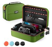 COOWPS Switch 2 Case for Nintendo Switch 2(2025), Portable Hard Shell Full Protection Travel Case with 20 Game Card Slots, Large Space Dustproof Carrying Bag for Switch 2 Accessories, Green