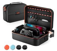 COOWPS Switch 2 Case for Nintendo Switch 2(2025), with 4Pcs Thumb Grip Caps, Portable Hard Shell Full Protection Travel Case with 18 Game Cards Storage for Switch 2 Pro Controller Accessories, Black