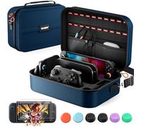 COOWPS Switch 2 Case for Nintendo Switch 2(2025), with 4Pcs Thumb Grips, 20 Game Card Slots, Hard Shell Full Protection All In One Carrying Case for Switch 2 Accessories Pro Controller, Navy Blue