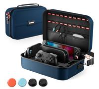 COOWPS Switch 2 Case for Nintendo Switch 2(2025), with 4Pcs Thumb Grips, 20 Game Card Slots, Hard Shell Full Protection All In One Carrying Case for Switch 2 Accessories Pro Controller, Navy Blue