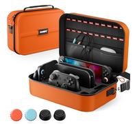 COOWPS Switch 2 Case for Nintendo Switch 2(2025), with 4Pcs Thumb Grips, 20 Game Card Slots, Hard Shell Full Protection All In One Carrying Case for Switch 2 Accessories Pro Controller, Orange