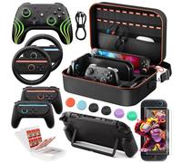 COOWPS Switch 2 Pro Controller Accessories Bundle 15-in-1, All In One Carrying Case, Joycon Grip, Screen Protectors, Protective Case, Steering Wheels, Game Card Case Thumb Grips for Switch 2 Console