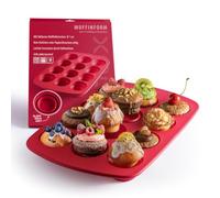coox 12 Muffin Moulds in Red - Non-Stick Silicone Muffin Tray for Perfect Muffins & Cupcakes - Dishwasher Safe & Heat Resistant