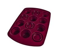 coox Muffin Mould in Dark Red, Space Saving Muffin Tray with Foldable Moulds, Silicone, BPA-Free, Suitable for 12 Muffins