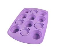 coox Muffin Mould in Lilac, Space-Saving Muffin Tray with Foldable Cups, Silicone BPA-Free, Suitable for 12 Muffins