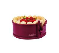 coox Springform Cake tin with Glass Base Diameter 18 cm in Dark red, Bake and Serve and Cut Directly on The Glass Plate, no Transfer Necessary