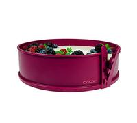 coox Springform Cake Tin with Glass Base Diameter 26 cm in Dark Red, Bake and Serve Directly on The Glass Plate and Cut, No Transfer Required