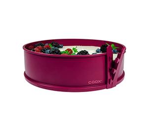 coox Springform Cake Tin with Glass Base Diameter 26 cm in Dark Red, Bake and Serve Directly on The Glass Plate and Cut, No Transfer Required