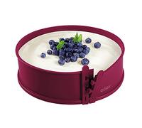 coox Springform cake tin with porcelain base diameter 26 cm in dark red, bake and serve and cut directly on the porcelain plate, no transfer necessary