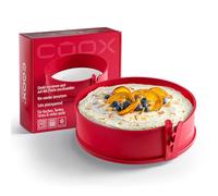 coox Springform Cake Tin with Porcelain Base Diameter 26 cm in Red, Bake and Serve Directly on The Porcelain Plate and Cut, No Transfer Required