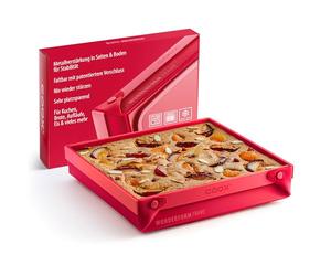 coox Wunderform Frame MQ - The Foldable Loaf Tin with Metal Reinforcement - Baking & Serving in One I Non-Stick Silicone I Dishwasher Safe I BPA-Free in Red