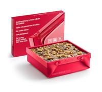 coox Wunderform Frame SQ - The Foldable Loaf Tin with Metal Reinforcement - Baking & Serving in One I Non-Stick Silicone I Dishwasher Safe I No Falling I BPA-Free Red