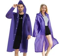 COOY Rain Coats (2 Pack) - Reusable EVA Rain Ponchos For Adults, Purple, One Size
