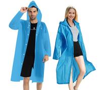COOY Rain Coats (2 Pack) - Reusable EVA Rain Ponchos For Adults Rain Jackets Raincoats For Men Women, Blue, One size