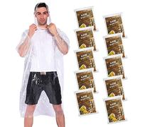 COOY Rain Ponchos Drawstring Hood 10 Pack Emergency Disposable Rain Ponchos Family Pack Adults,Fit Men Women, Perfect Disneyland,Clear