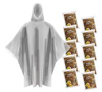 COOY Rain Ponchos for Adults, （10 Pack） with Hood Emergency Rain Ponchos Family Pack,Fit Men and Women, Perfect for Disneyland,Clear