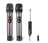 Cooyinka Wireless Microphone, UHF Cordless Dual Handheld Cardioid Dynamic Mic Set with Rechargeable Receiver, 200ft Range for Karaoke Party, Voice Amplifier, PA System, Singing Machine, Church, ect.