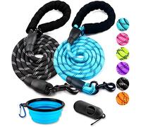 COOYOO 2 Pack Dog Leash 2/5/6 FT Heavy Duty - Comfortable Padded Handle - Reflective Dog Leash for Medium Large Dogs with Collapsible Pet Bowl