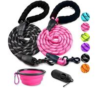 COOYOO 2 Pack Dog Leash 2/5/6 FT Heavy Duty - Comfortable Padded Handle - Reflective Dog Leash for Medium Large Dogs with Collapsible Pet Bowl