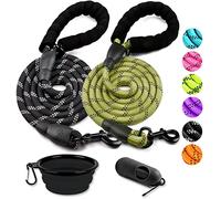 COOYOO 2 Pack Dog Leash 5 FT Heavy Duty - Comfortable Padded Handle - Reflective Dog Leash for Medium Large Dogs with Collapsible Pet Bowl¡