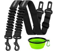 COOYOO Dog Seat Belt,3 Piece Set Retractable Dog Car Harness Adjustable Dog Seat Belt for Vehicle Nylon Pet Safety Seat Belts Heavy Duty & Elastic