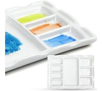 COOZEE Artist Ceramic Palette, 8 Well Rectangle Porcelain Watercolor Paint Palette for Watercolor Gouache Acrylic Oil Painting, 18cm