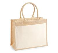 COOZO Cotton Pocket Jute Shopper - Tote Bag, 100% Cotton Canvas Beach Bag | Capacity 21 Litres, Travel Shoulder Handbag | Suitable for Picnics or Daily Life