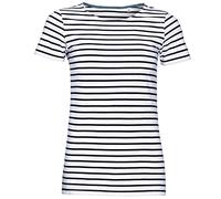 COOZO Ladies Miles Striped T-Shirt - White/Navy - 2XL