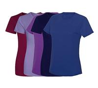 COOZO Ladies Pack of 5 Cool T-Shirts - Burgundy/Digital Lavender/Magenta Magic/Oxford Navy/Royal Blue - L