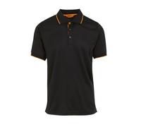 COOZO Mens Navigate Short Sleeve Polo Shirt - Black/Orange Pop - 2XL