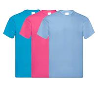 COOZO Mens Original Pack of 3 Short Sleeve T-Shirts - Azure/Fuchsia/Sky Blue - 3XL