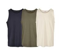 COOZO Mens Pack of 3 Basic Tank Tops Vests - Navy/Olive/Sand - S