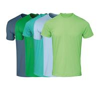COOZO Mens Soft Cotton Pack of 5 Short Sleeve T-Shirts - Indigo Blue/Irish Green/Jade Dome/Light Blue/Lime - 2XL