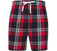 COOZO Mens Tartan Lounge Shorts - Red/Navy Check - M